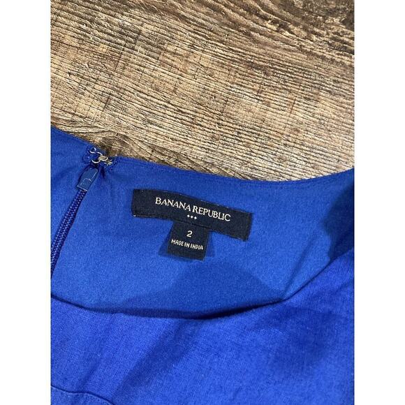 Banana Republic Linen Blend Color Block Shift Dress Blue Multi Stripe Women’s 2 - Picture 2 of 9